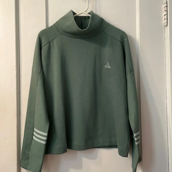 Tops Sage Green Adidas Mock Turtleneck Sweatshirt Box Fit Slightly Oversized Poshmark